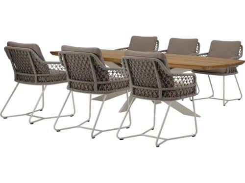 Taranto Lido dining tuinset 240x110xH75 cm 7 delig sand