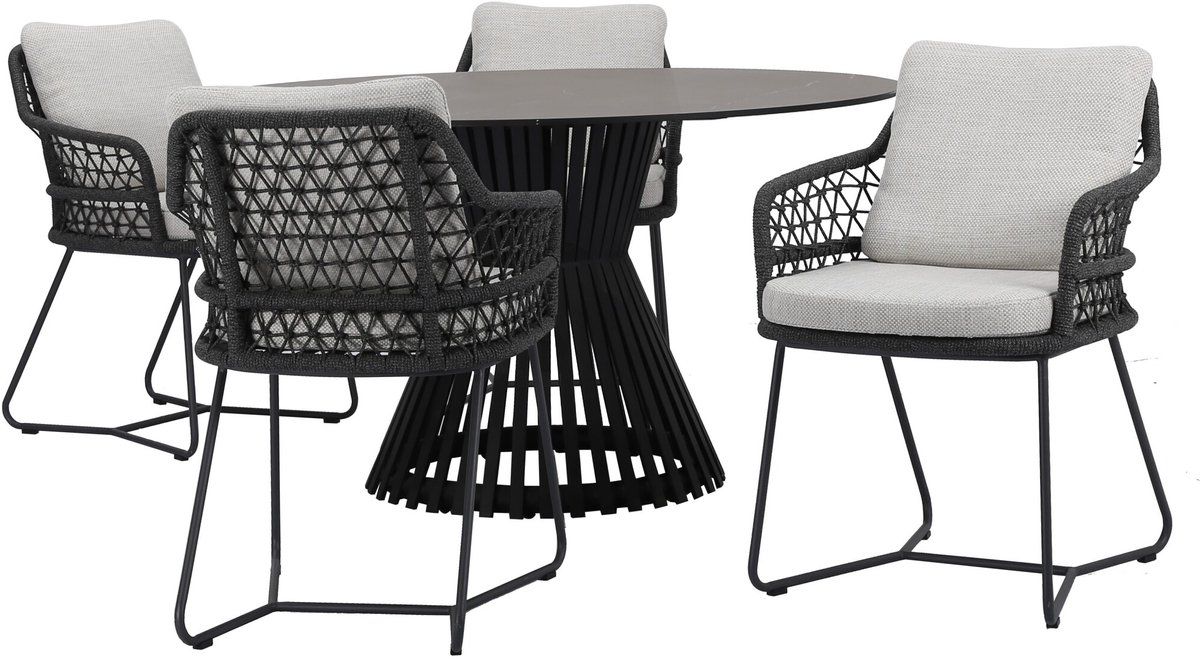 taranto pasadena dining tuinset 140xh75 cm 5 delig antraciet