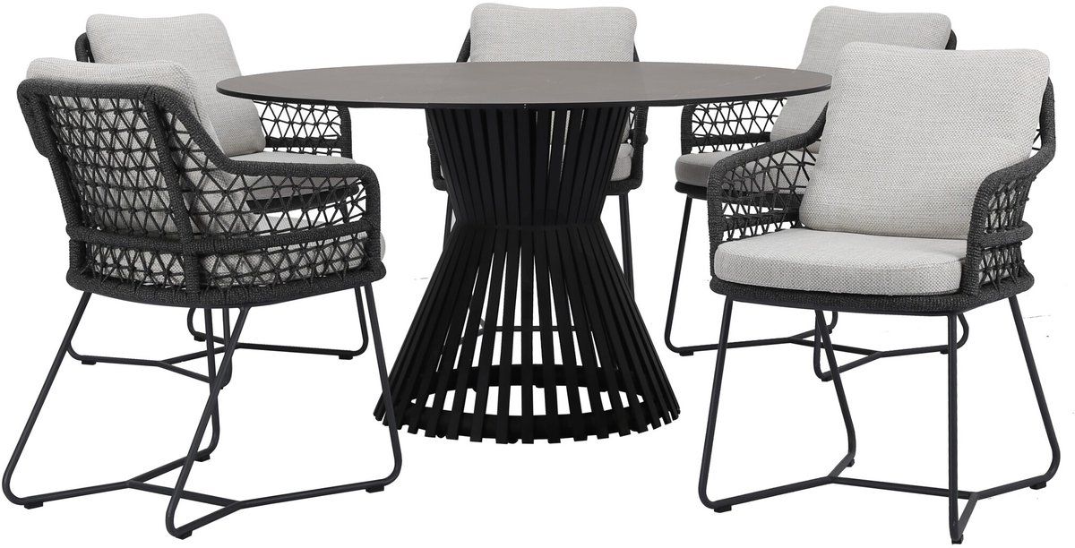 taranto pasadena dining tuinset 140xh75 cm 6 delig antraciet