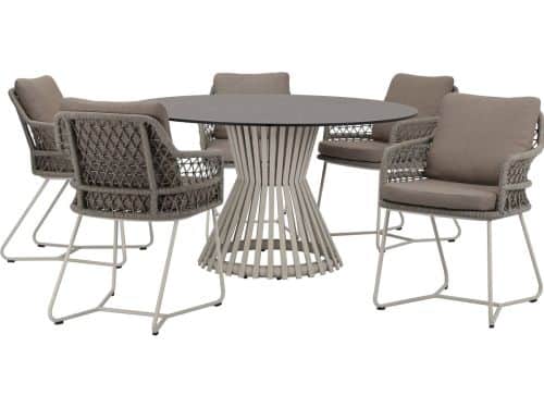Taranto Pasadena dining tuinset 140xH75 cm 6 delig sand