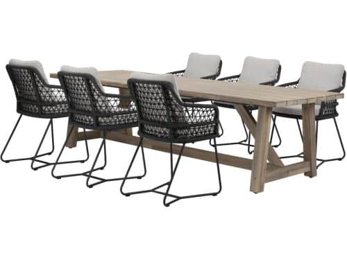 Taranto Ravello dining tuinset 250x100xH76 cm 7 delig antraciet rope