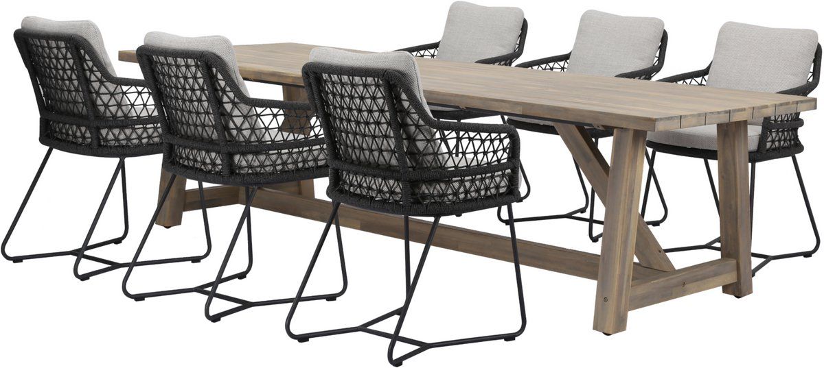 taranto ravello dining tuinset 250x100xh76 cm 7 delig antraciet rope