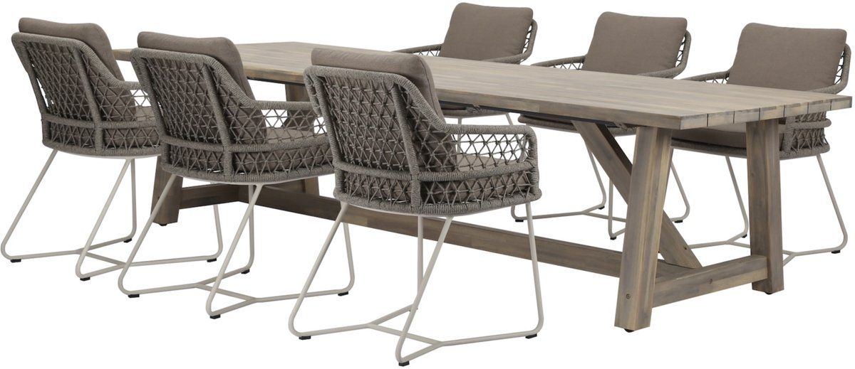 taranto ravello dining tuinset 250x100xh76 cm 7 delig rope acacia