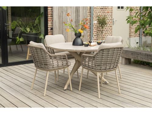 Taste Puglia/Dublin ronde tuinset Ø120 cm. (5-delig) - Latte