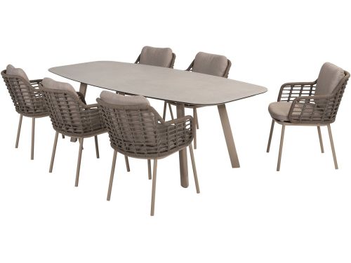 Taste Puglia/Manolo 6-persoons Deens ovale tuinset 240x103 cm. - Latte