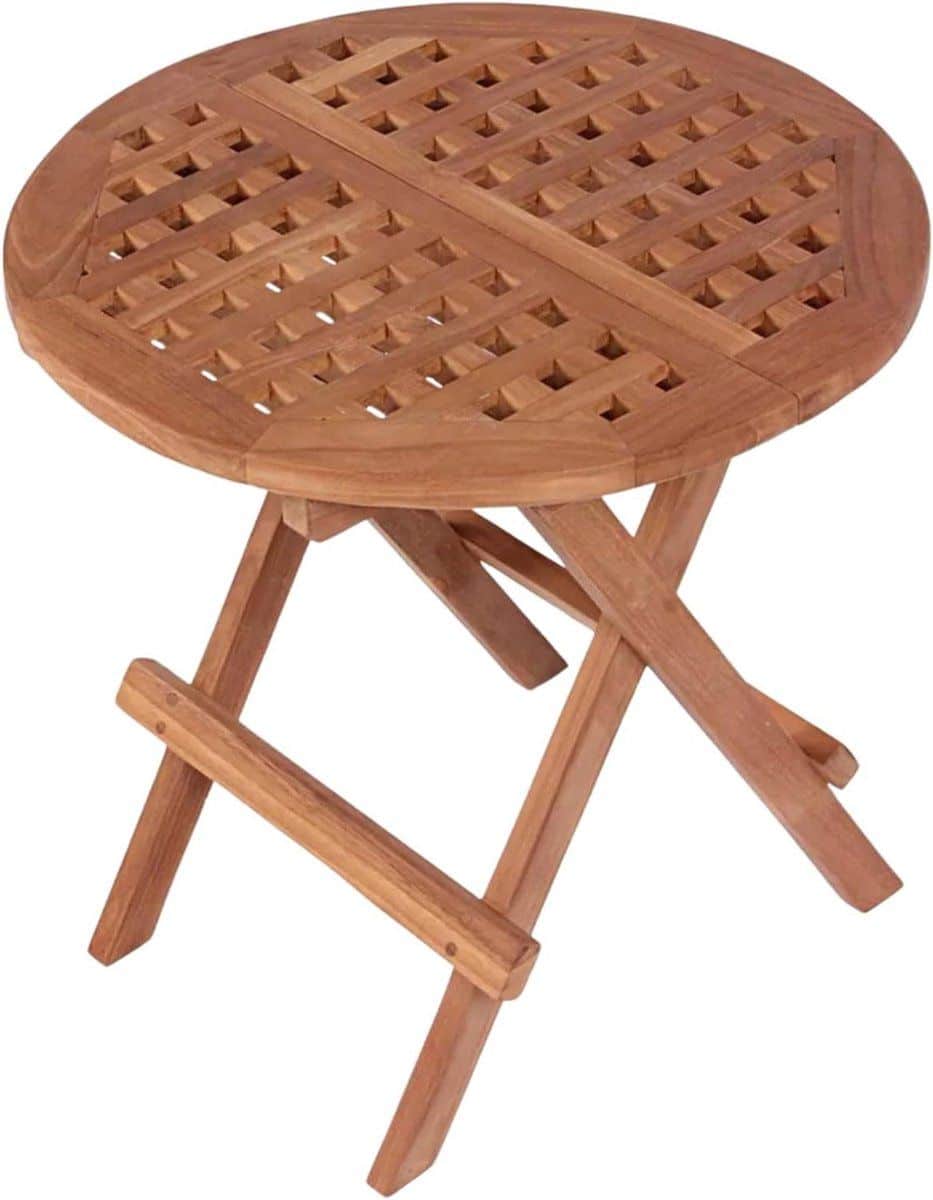 teak bijzettafel rond teaktafel tuin ontspannen buiten