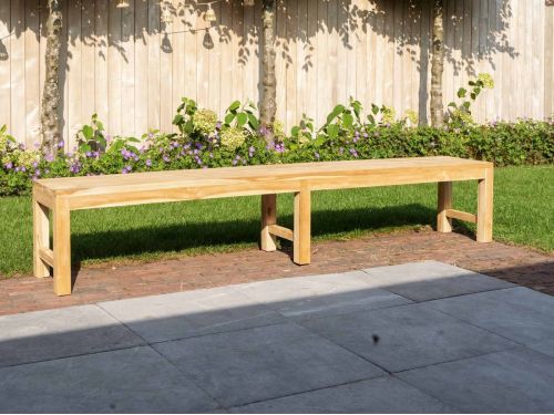 Teak parkbank Napoli zonder rugleuning 250cm
