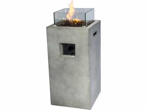 Teamson Home Grote Hoog Beton Gas Vuurtafel - Met Windscherm