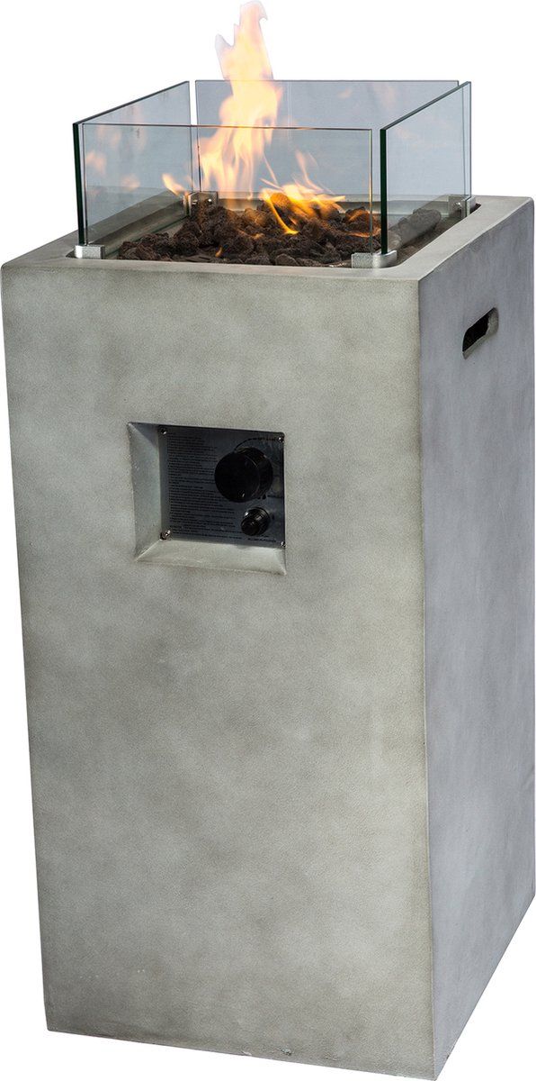 teamson home grote hoog beton gas vuurtafel met windscherm