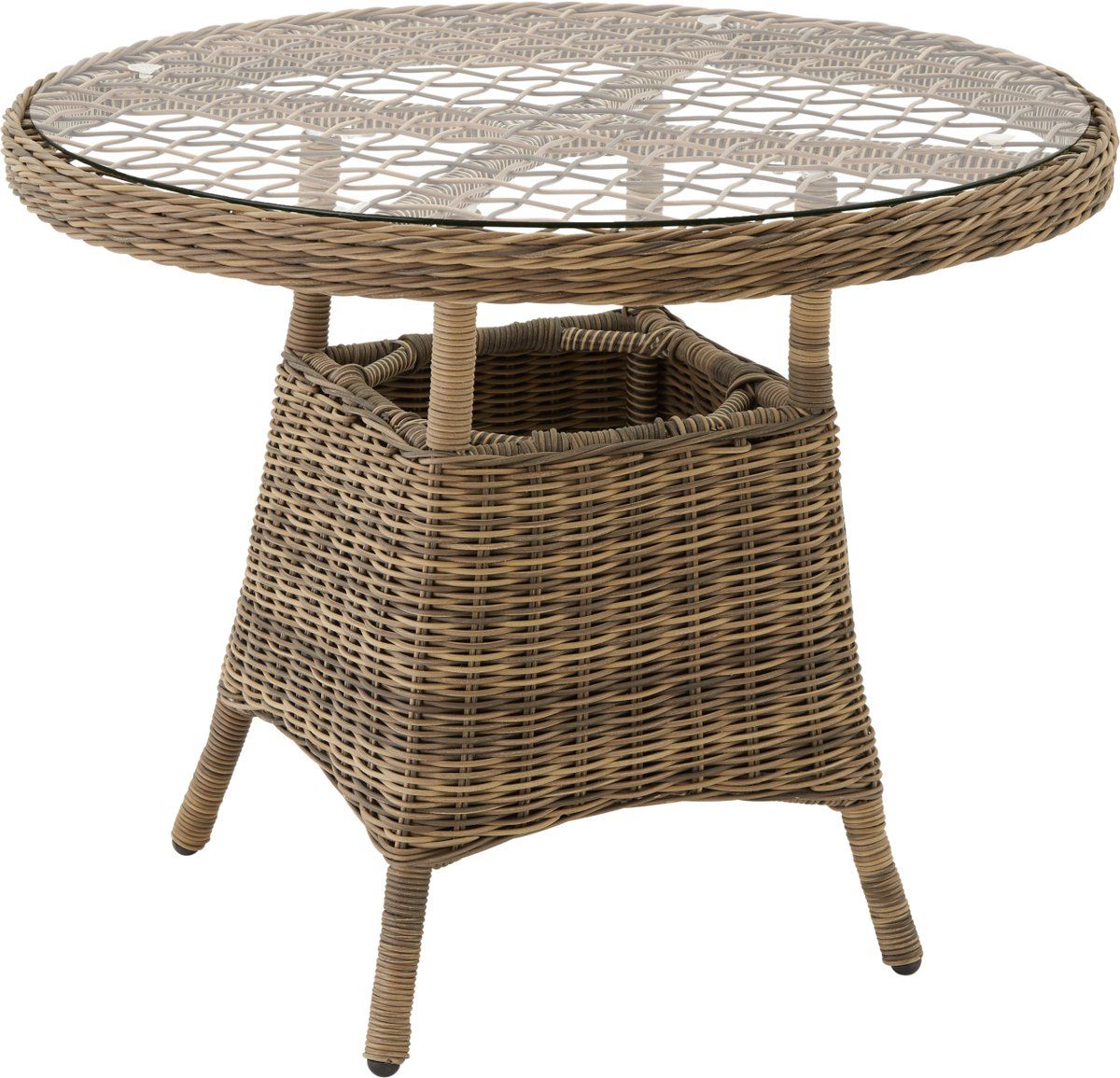 tectake® aluminium tuintafel met hoogwaardig wicker vlechtwerk tafelblad van