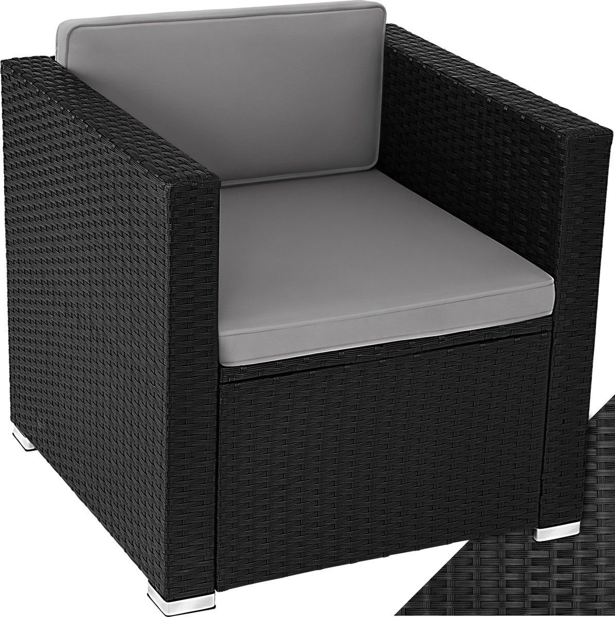 tectake® comfortabele wicker fauteuil met armleuningen tuinmeubelen voor balkon
