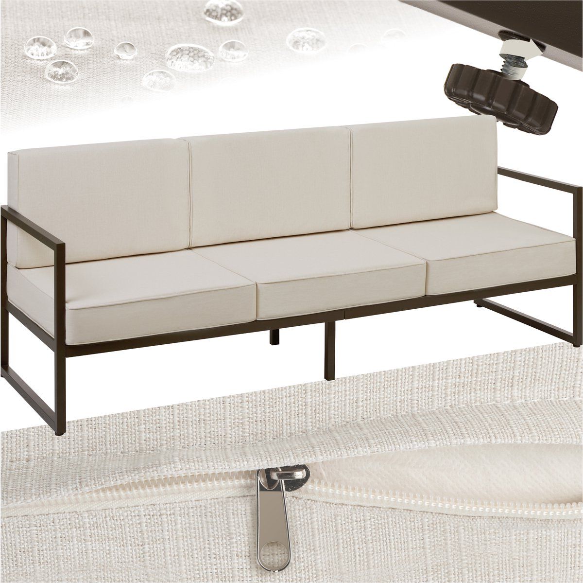 tectake® comosa loungebank 3 zits tuinbank comfortabele lounge bank