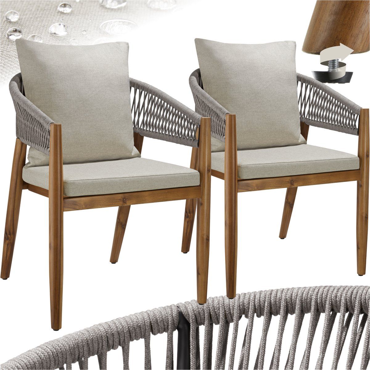 tectake® set van 2 tuinstoelen manacor houten tuinstoel in