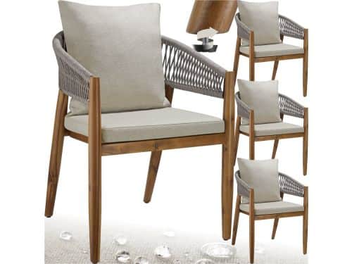tectake® Set van 4 Tuinstoelen Manacor - Houten Tuinstoel in