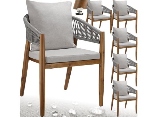 tectake® Set van 6 Tuinstoelen Manacor - Houten Tuinstoel in