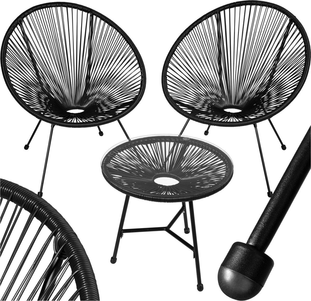 tectake® tuinmeubel bistroset 2 stoelen en 1 tafel met