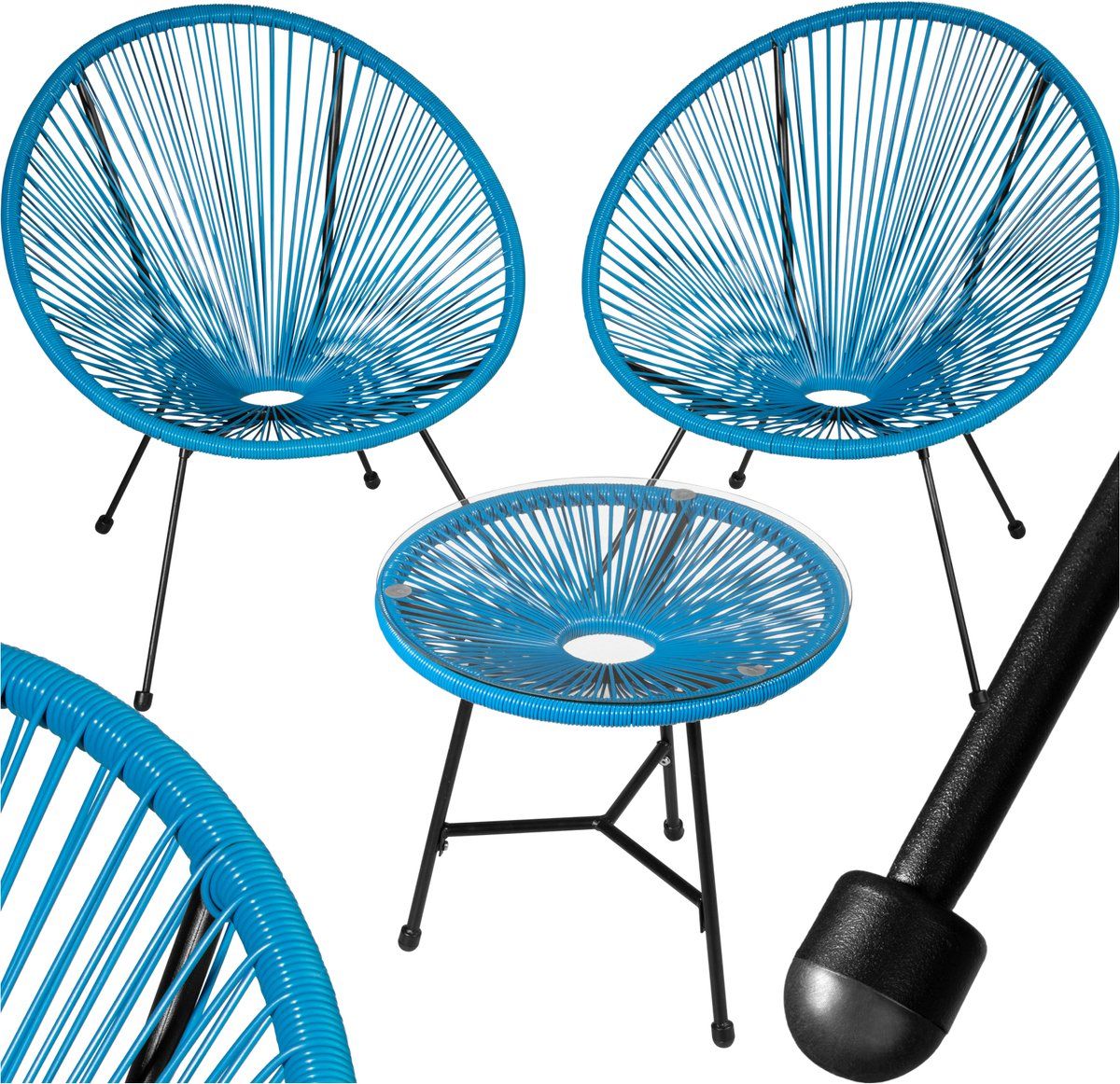 tectake® tuinmeubel bistroset 2 stoelen en 1 tafel met