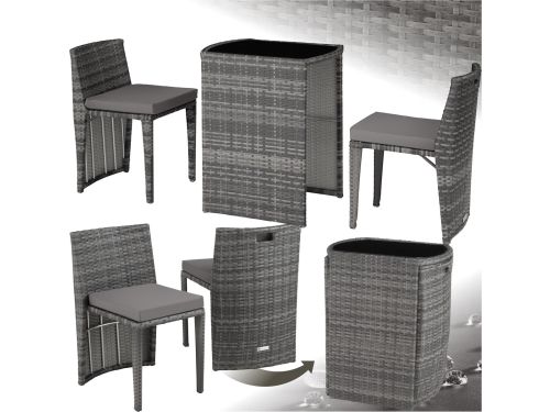 tectake® - wicker bistroset, ruimtebesparend in elkaar te schuiven