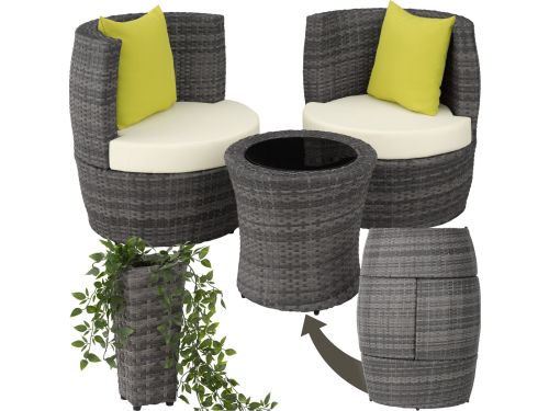 tectake® - Wicker zitgroep balkonset Nice - incl. plantenbak