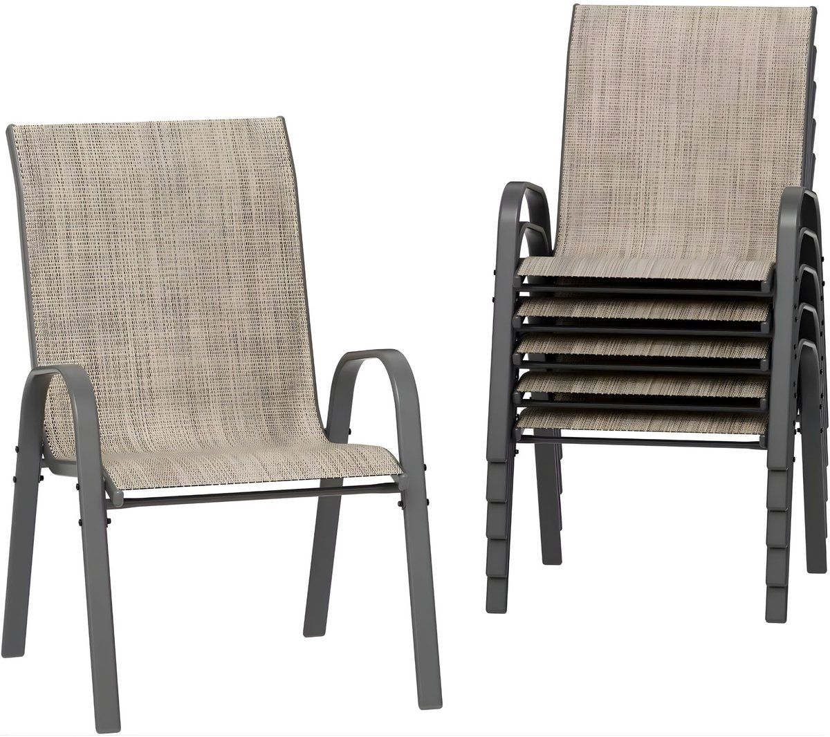terrasstoelen voor buiten & eetkamer stapelbaar, hoge rugleuning