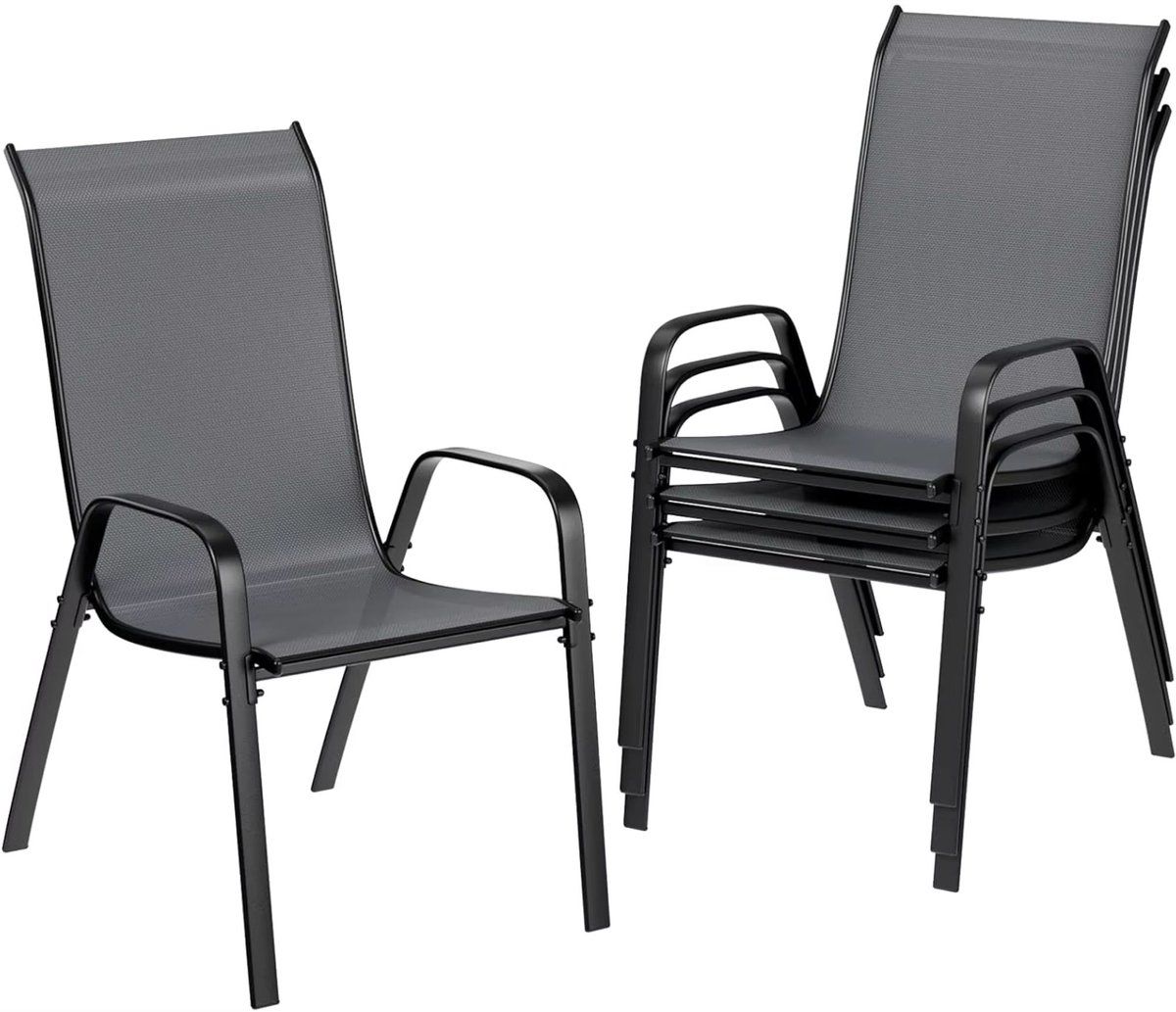 terrasstoelen voor buiten & eetkamer stapelbaar, hoge rugleuning