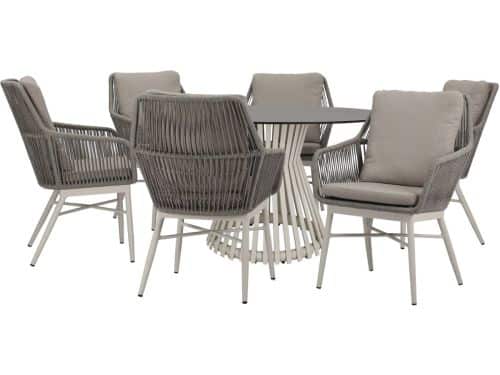 Tivoli Pasadena dining tuinset 140 cm rond 7 delig latte