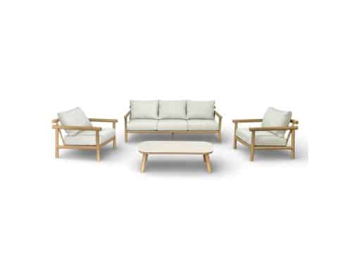 Tivoli stoel-bank loungeset | aluminium + sintered stone | beige | 4-delig