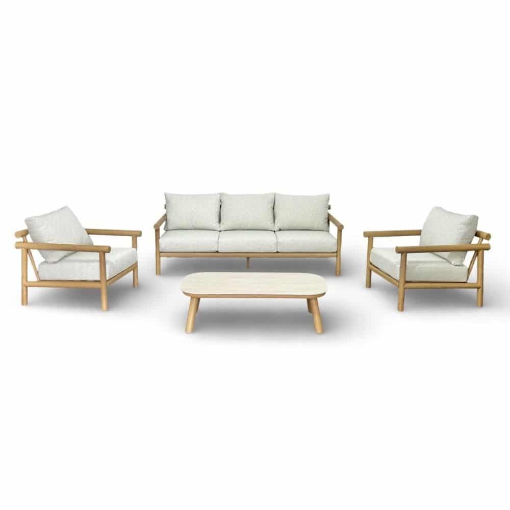 tivoli stoel bank loungeset | aluminium + sintered stone | beige | 4 delig
