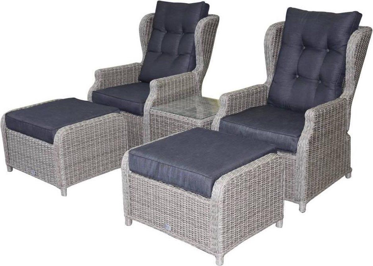 toscane xl lounge balkonset verstelbaar 5 delig grijs