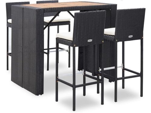 Tuin Barset 5-delig met Tafel, Stoelen & Kussens