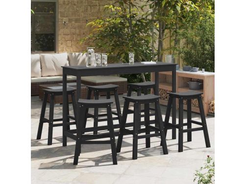Tuin Barset 6-delig HDPE Zwart - Weerbestendige Outdoor Bartafel Set