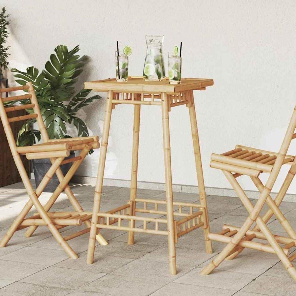 tuin bartafel bamboe tafel buiten zitten lattenontwerp