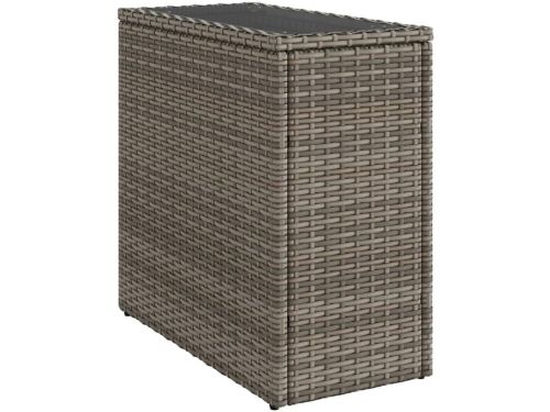 Tuin bijzettafel met glazen blad 58x27.5x55cm poly rattan grijs