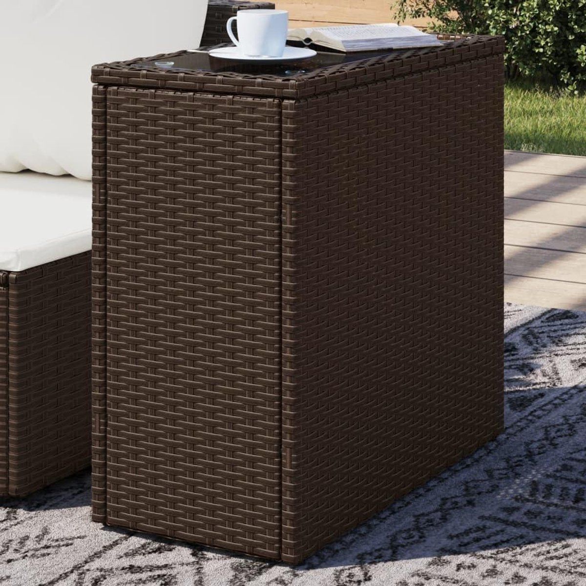 tuin bijzettafel terrastafel buiten genieten glazen tafelblad