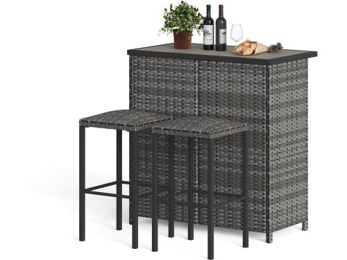 Tuin Bistroset 3-delig - Barkrukken Set van PE Rattan met