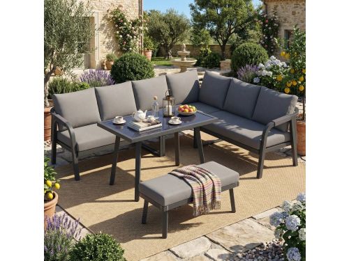 Tuin eettafel en stoelen set - voor 8 personen