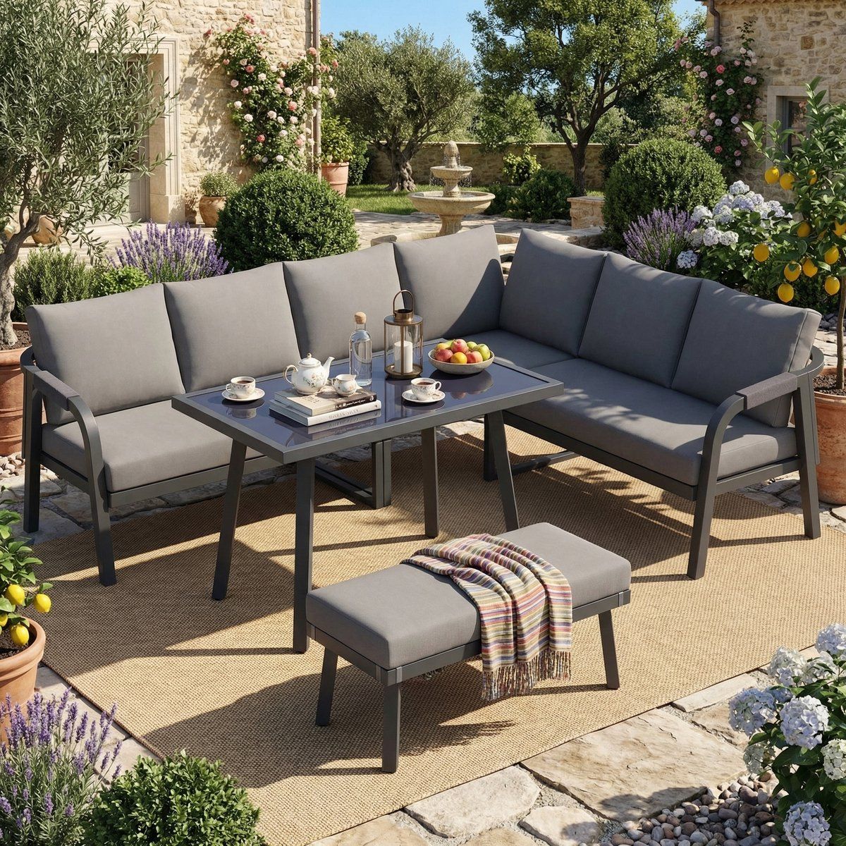 tuin eettafel en stoelen set voor 8 personen