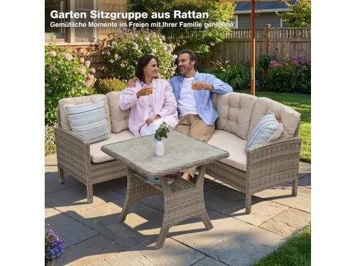 Tuin loungeset 5 personen 98x66x47 cm - Rotan hoekbank met