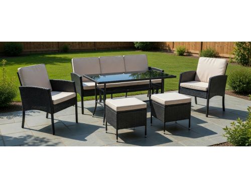 Tuin loungeset 6-delig 60x60x49 cm - polyrotan bank en stoelen