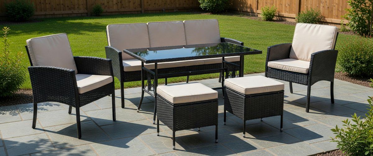 tuin loungeset 6 delig 60x60x49 cm polyrotan bank en stoelen