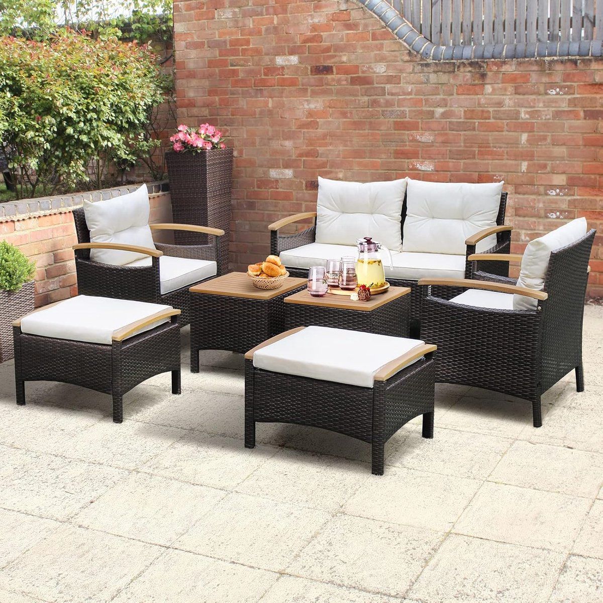 tuin loungeset 7 delig rotan 118 x 60,5 x 74 cm