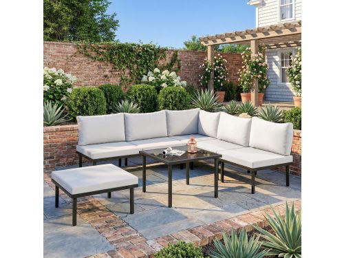 Tuin Loungeset - Hoek Loungeset Met Salontafel En Kussens