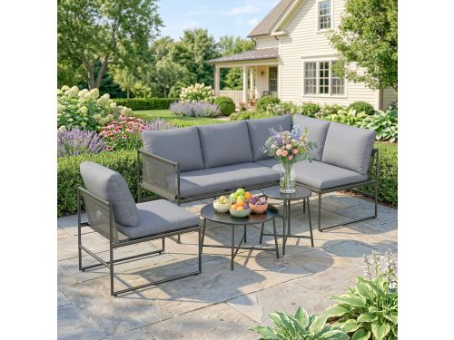Tuin Loungeset - Modulaire Hoek Loungeset Met Salontafels - Tuinmeubelen