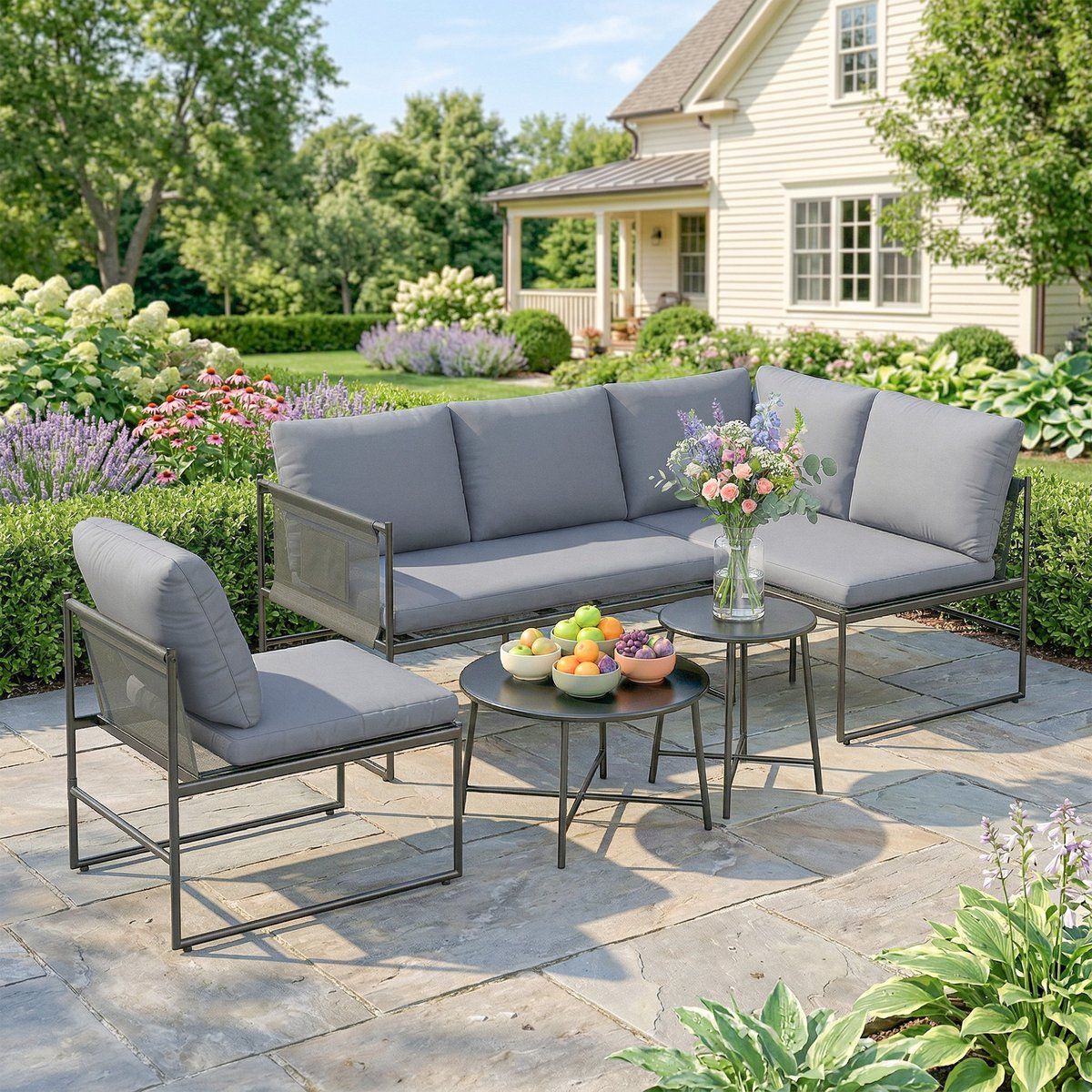 tuin loungeset modulaire hoek loungeset met salontafels tuinmeubelen