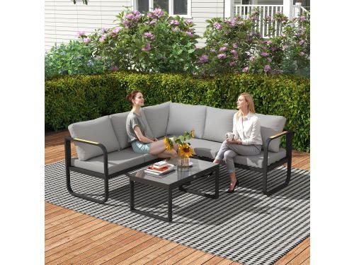 Tuin Loungeset - Verstelbare Hoek Loungeset Met Chaise Longue