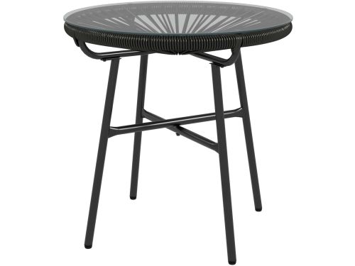 Tuin tafel koffietafel bijzettafel 50x50x50 cm zwart gehard glazen blad