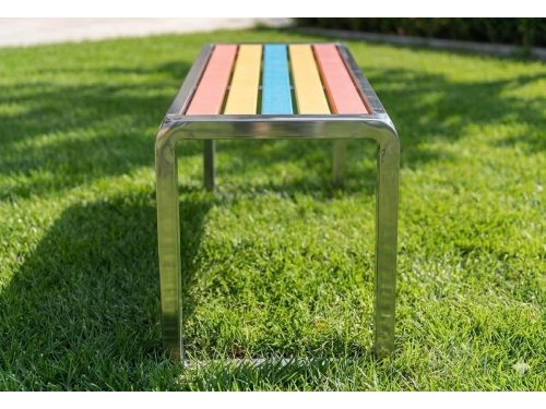 Tuinbank 100 cm - Ruggeloze Buitenbank van RVS en Kunsthout