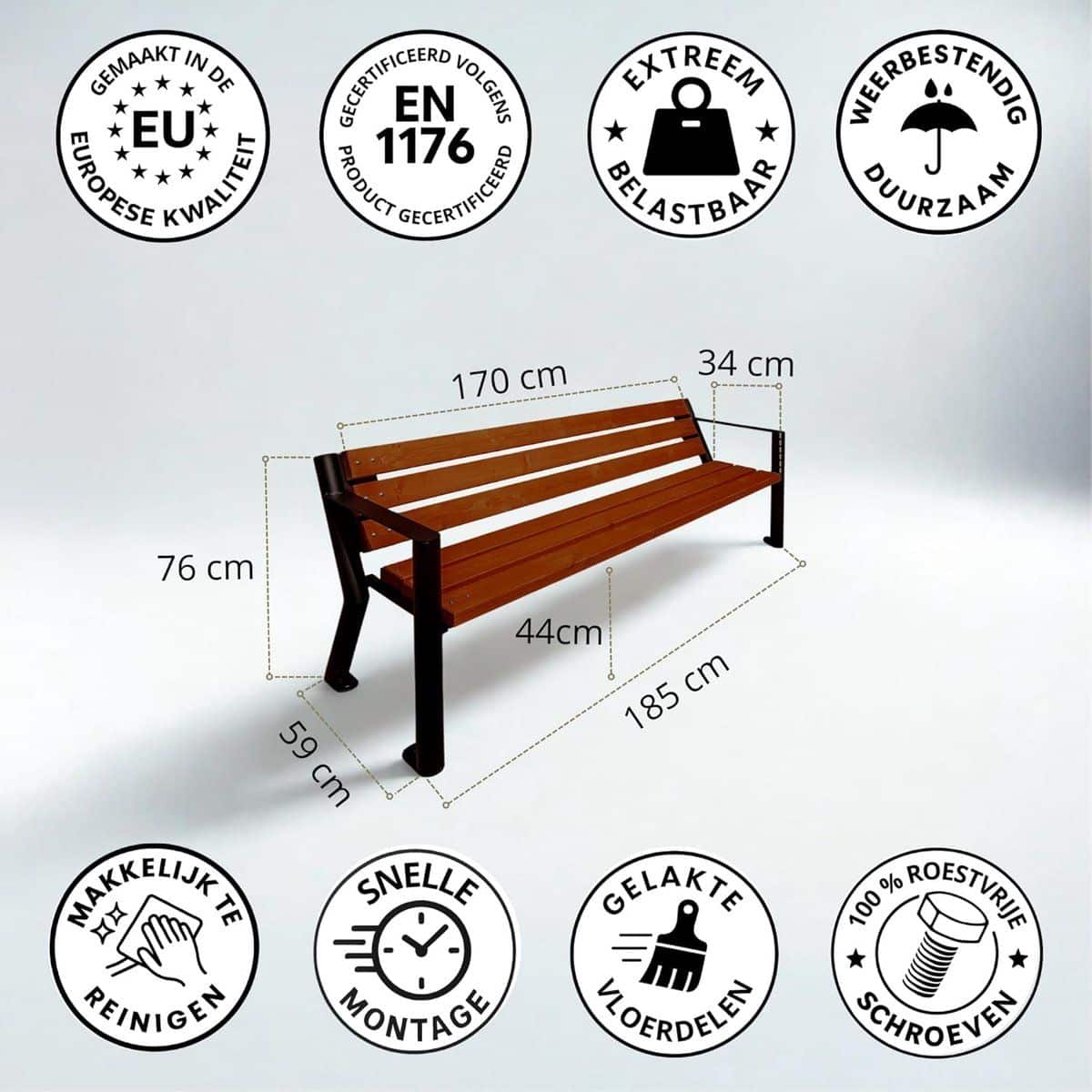 tuinbank 185 x 59 x 76 cm robuuste houten