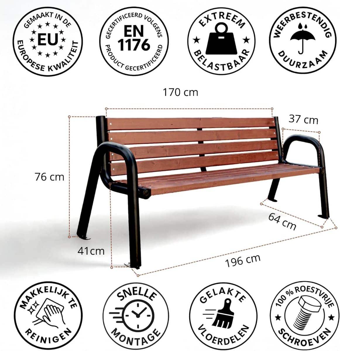 tuinbank 196 cm weerbestendige parkbank van scandinavisch hout &