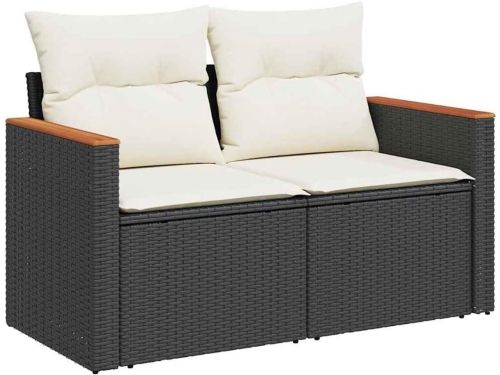 Tuinbank 2-zits met Kussens Poly All-Weather Zwart
